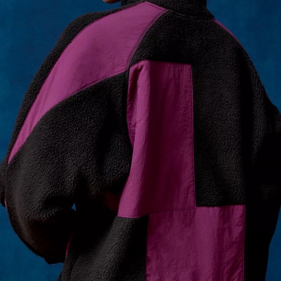 NEW UO Bruce Fleece Spliced Zip Up Jacket - Picture 3 of 8